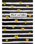 Bilježnica Black&White - Black/Gold, А4, 80 listova, široki redovi, asortiman - 1t