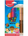 Olovke u boji Maped Color Peps - 12 boja, sa 3 dvostrane olovke - 1t