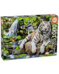 Puzzle Educa od 1000 dijelova - Bijeli bengalski tigar sa svojim mladima - 1t