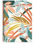Školska bilježnica sa spiralom Keskin Color - Plume Flowers, А4, 80 listova, široki redovi, asortiman - 2t