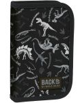 Školska pernica s priborom Derform BackUp - Black dinosaurs, 1 zatvarač - 1t