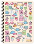 Školska bilježnica sa spiralom Keskin Color Sweet Fun - А4, 80 listova, mali kvadrati, asortiman - 3t