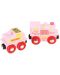 Drvena igračka Bigjigs - Ružičasta lokomotiva - 3t