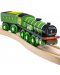 Dječja drvena igračka Bigjigs - Parna lokomotiva, zelena - 3t