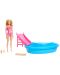 Set za igru Mattel Barbie - Barbie s bazenom i toboganom - 2t
