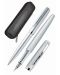 Set nalivpera i kemijske olovke s kožnom futrolom Online Elegance - Silver - 1t