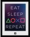 Plakat s okvirom GB eye Games: PlayStation - Eat, Sleep, Repeat - 1t