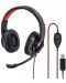 Slušalice s mikrofonom Hama - HS-USB400, crno/crvene - 3t